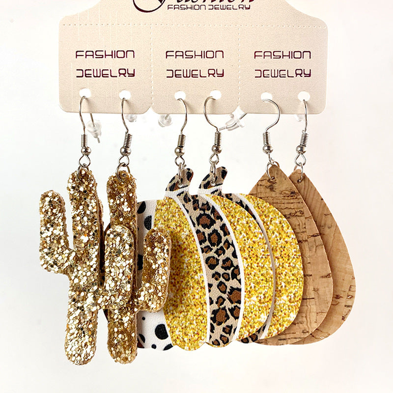 Wholesale 2 Sets Leather Western Cowboy Teacher's Day Graduation Season Earrings
